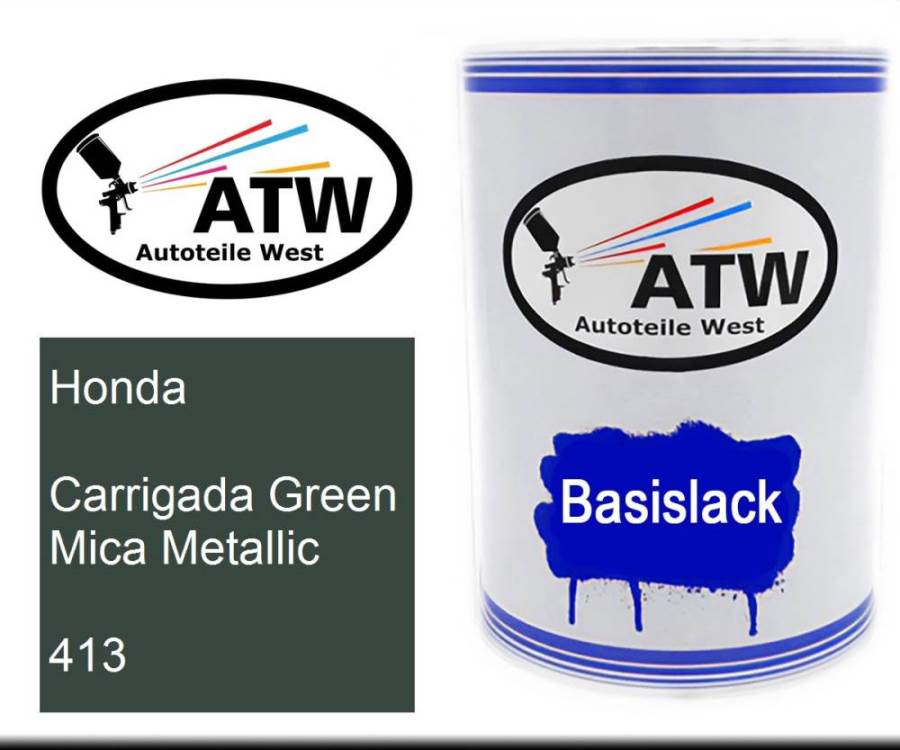 Honda, Carrigada Green Mica Metallic, 413: 500ml Lackdose, von ATW Autoteile West.